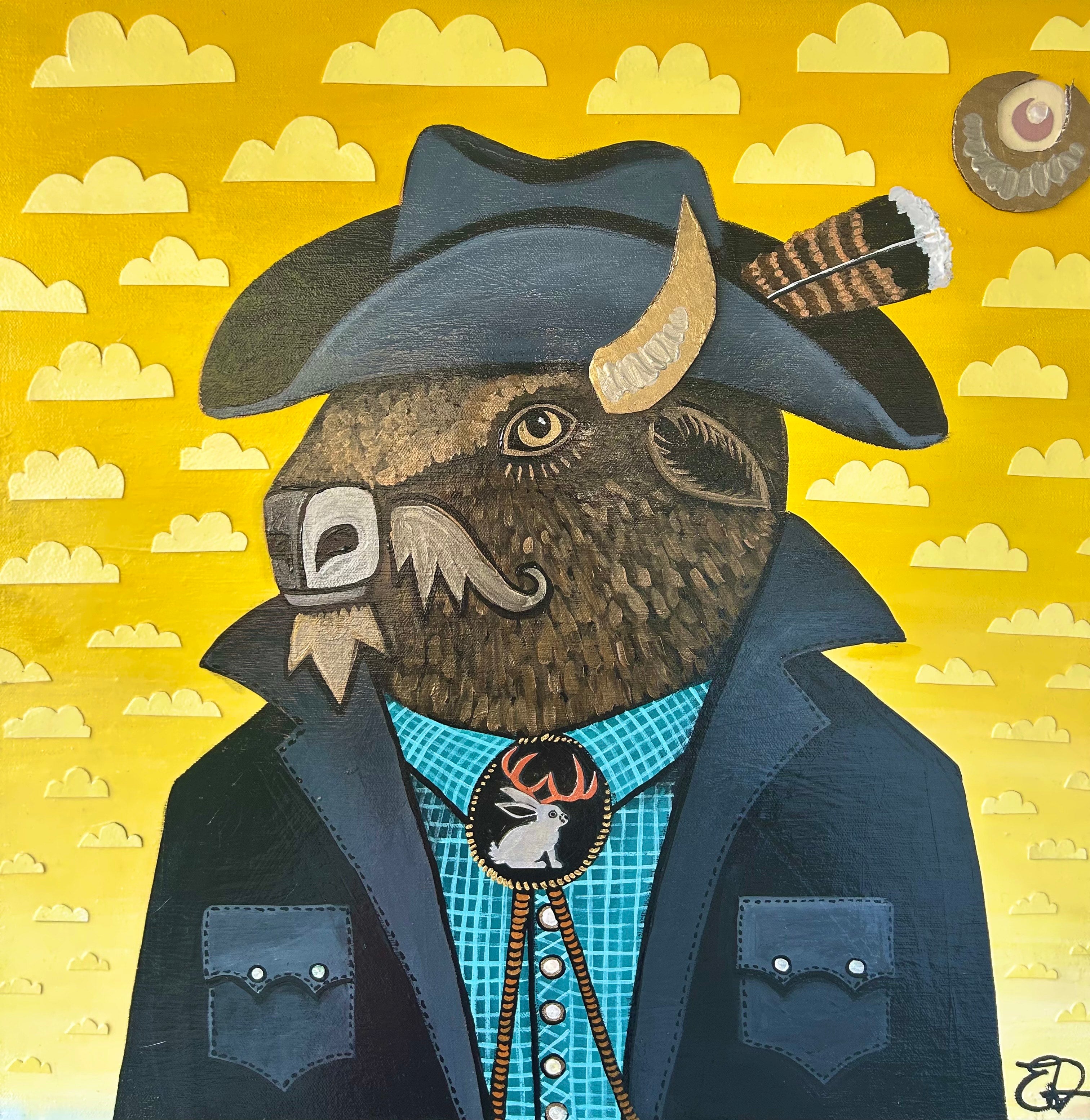 "Buffalo Bolo III" Mixed Media on Canvas