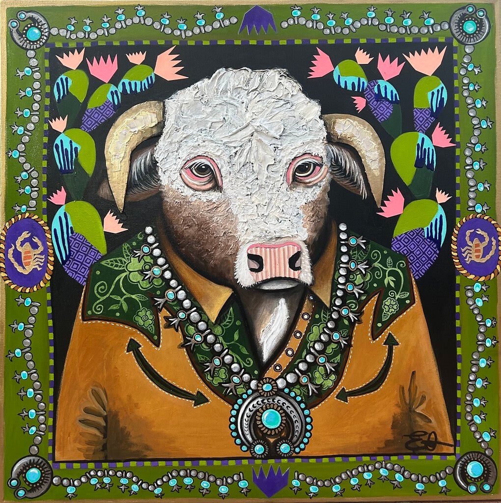 "Bull in Bloom" Print on Paper