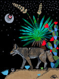 "Cactus Coyote" Mixed Media on Canvas