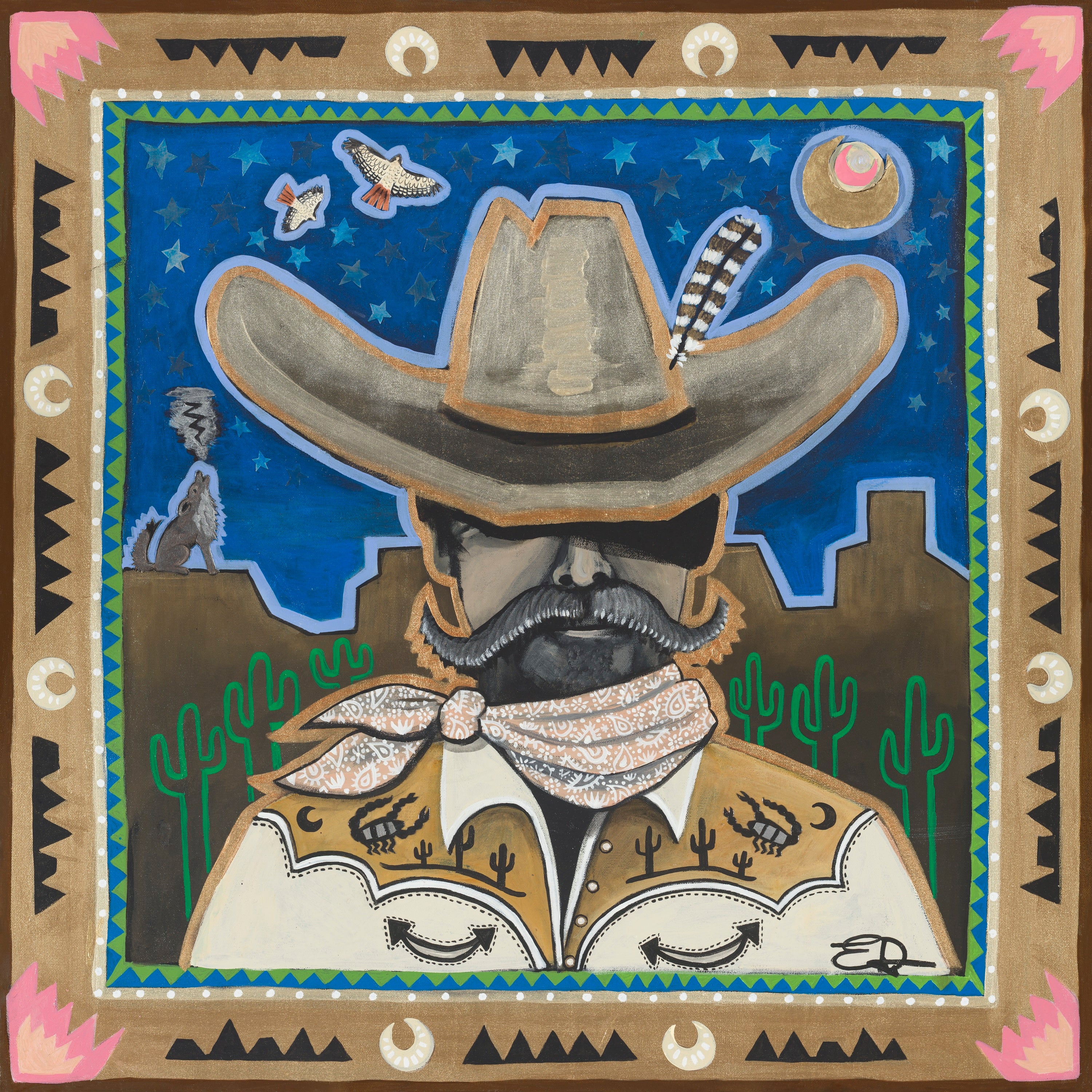 "Cosmic Cowboy" Mixed Media on Canvas