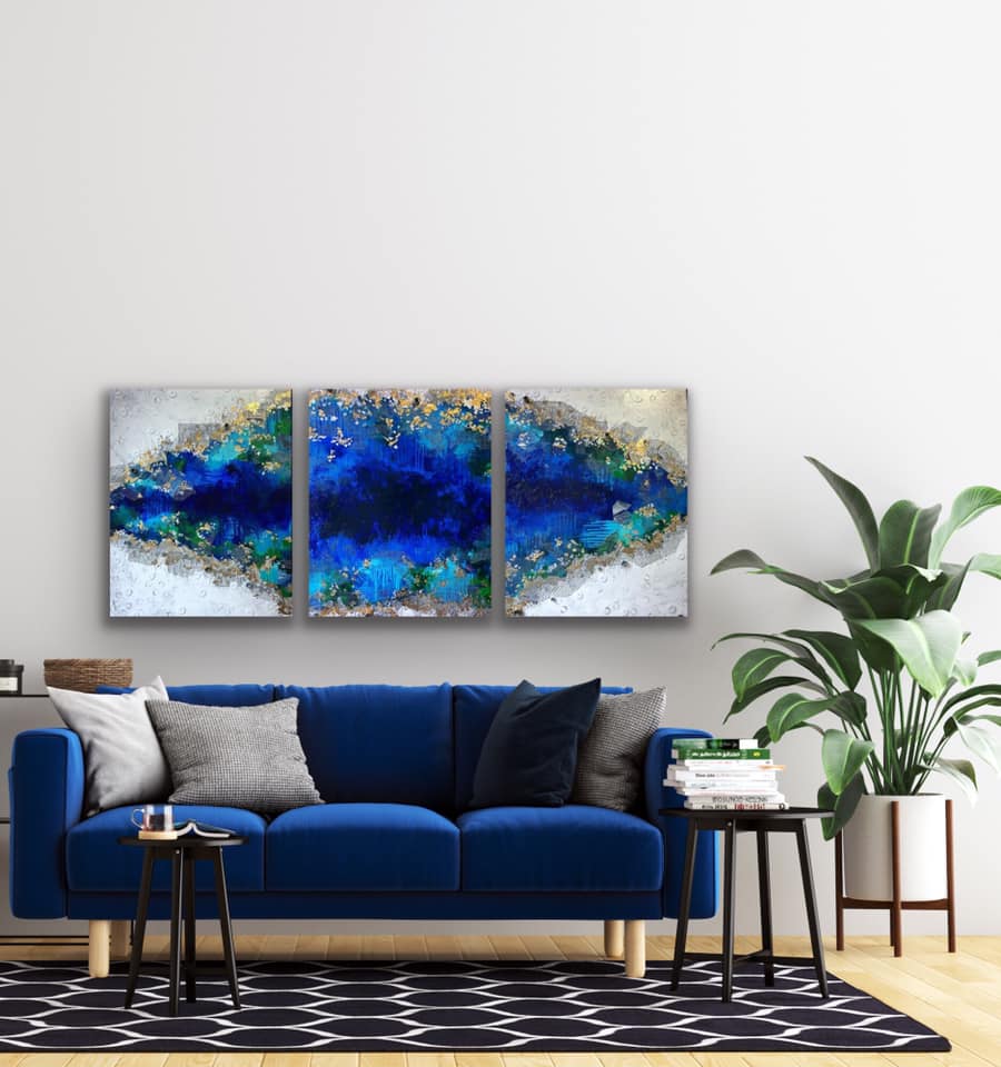 "Into the Sea Triptych" Print on Canvas