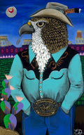 "Red Tailed Wrangler" Mixed Media on Canvas