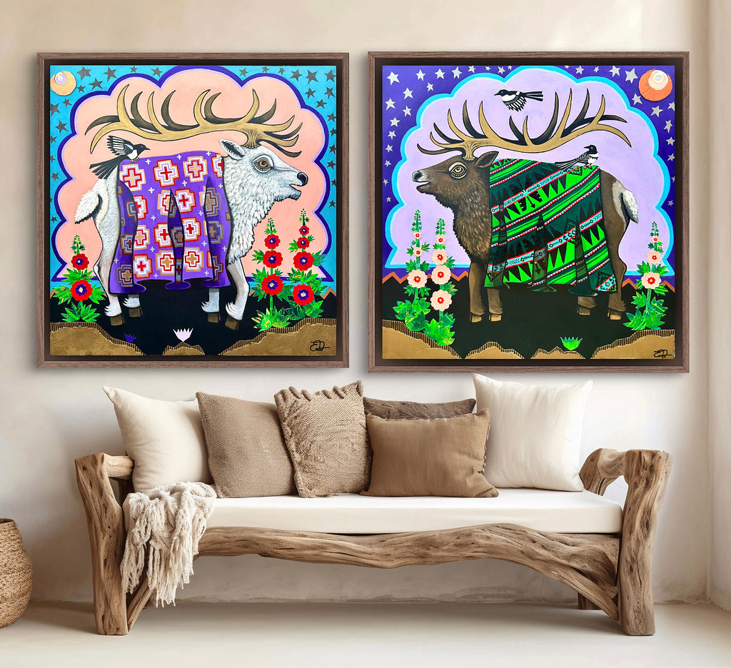 "Wapiti Ivory" and "Wapiti Negro" Canvas Print Pair Special