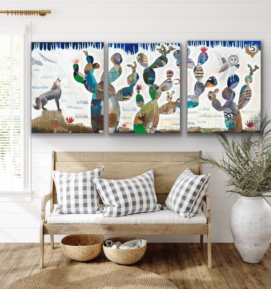 "White Noise Triptych" Print on Canvas
